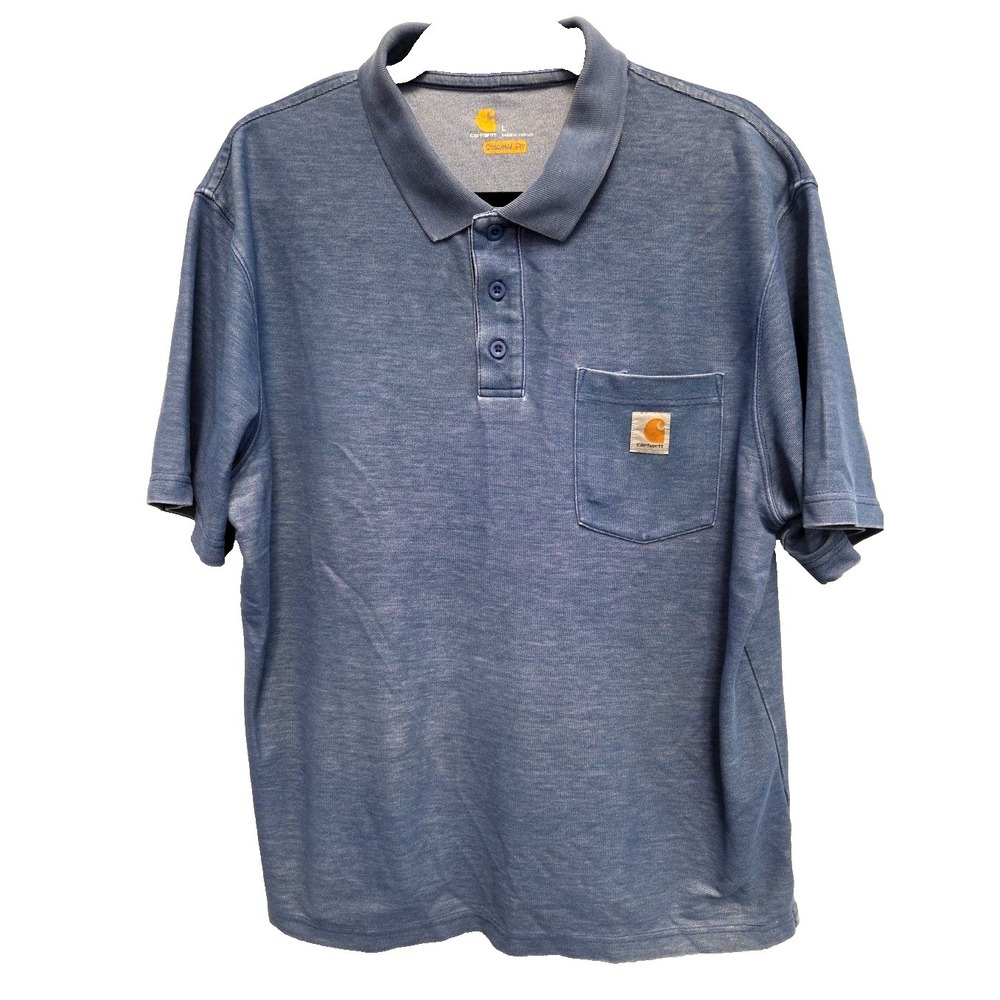 Carhartt Original Fit Weathered Blue Comfort Polo Short Sleeve Shirt -  Size‎ L